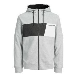 JACK & JONES Mikina  světle šedá / bílá / tmavě šedá