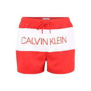 Calvin Klein Swimwear Plavecké šortky 'DRAWSTRING'  světle červená / bílá