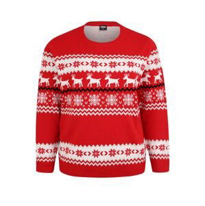 Urban Classics Curvy Svetr 'Norwegian Christmas Sweater'  červená / bílá