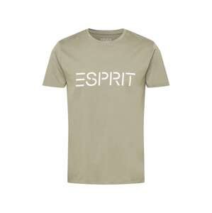 ESPRIT Tričko  bílá / khaki