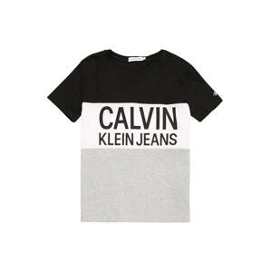 Calvin Klein Jeans Tričko  šedá / černá / bílá