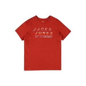 Jack & Jones Junior Tričko 'BOOSTER'  ohnivá červená / oranžová / světle šedá / bílá