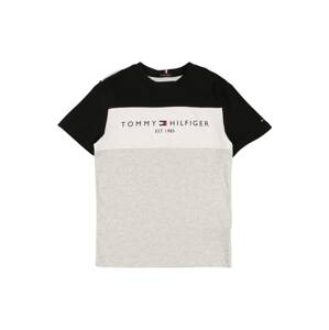 TOMMY HILFIGER Tričko  světle šedá / bílá / černá