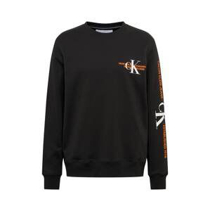 Calvin Klein Jeans Mikina  černá / bílá / oranžová
