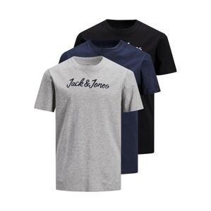 Jack & Jones Junior T-Shirt 'WINKS'  šedý melír / černá / námořnická modř