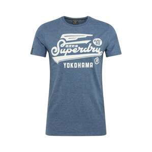 Superdry Tričko  modrý melír / bílá