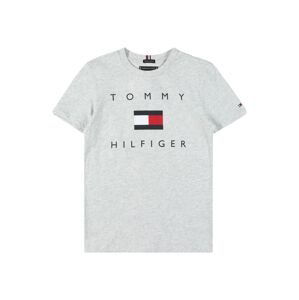 TOMMY HILFIGER Tričko  světle šedá / námořnická modř / bílá / červená