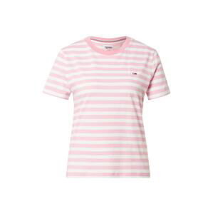 Tommy Jeans Tričko  pink / bílá