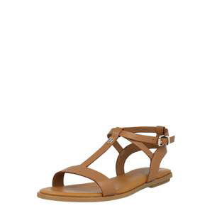 TOMMY HILFIGER Páskové sandály 'FEMININE LEATHER FLAT SANDAL'  koňaková