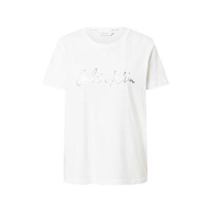 Calvin Klein Tričko  bílá / stříbrná