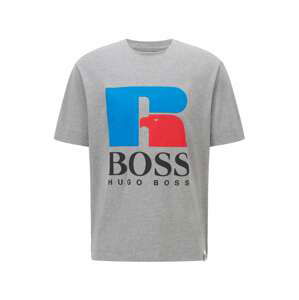 BOSS Casual Tričko 'Russell Athletic'  šedý melír / modrá / světle červená / černá