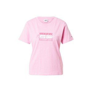 Tommy Jeans Tričko  světle růžová / pink / bílá