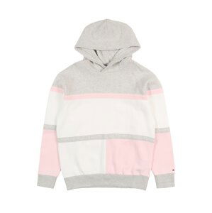 TOMMY HILFIGER Mikina 'COLORBLOCK HOODIE'  šedá / růžová / bílá