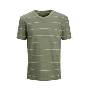 JACK & JONES Tričko 'Jamie'  khaki / bílá