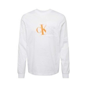 Calvin Klein Jeans Tričko  bílá / oranžová