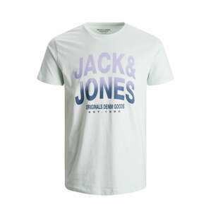 JACK & JONES Tričko 'Saturn'  bílá / fialová / námořnická modř