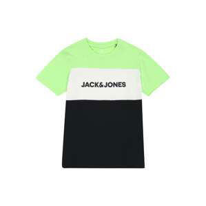 Jack & Jones Junior Tričko  černá / bílá / svítivě zelená