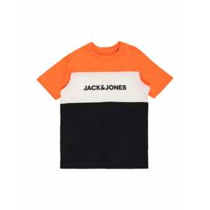 Jack & Jones Junior Tričko 'JJENeon'  svítivě oranžová / černá / bílá