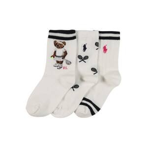 Polo Ralph Lauren Ponožky 'TENISBEAR'  bílá / černá / hnědá / tmavě růžová