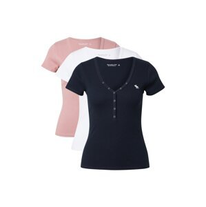 Abercrombie & Fitch Tričko  námořnická modř / růžová / bílá