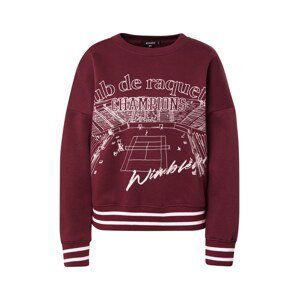 Missguided Sweatshirt  burgundská červeň / bílá