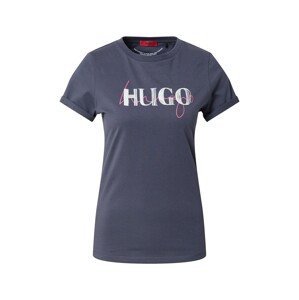 HUGO Tričko  tmavě modrá / pink / bílá