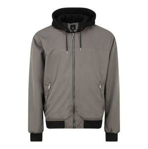 River Island Big & Tall Přechodná bunda 'B&T Hooded Bomber'  šedá / černá