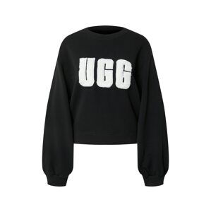 UGG Mikina 'W FUZZY LOGO BROOK CREWNECK'  černá / bílá