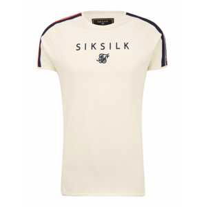 SikSilk Tričko  offwhite / noční modrá / červená