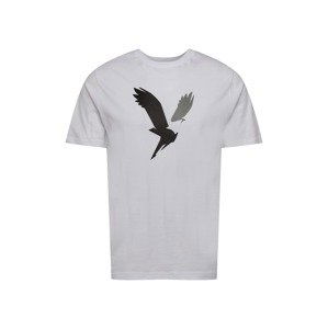 American Eagle Tričko  offwhite / šedá / černá