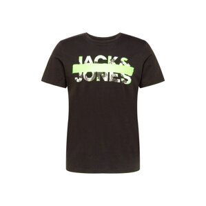 JACK & JONES Tričko 'JORTAPS'  černá / kiwi / světle šedá