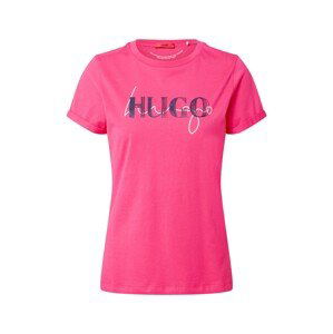 HUGO Tričko  pink / černá / bílá