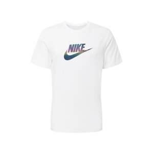 Nike Sportswear Tričko  bílá / tmavě modrá / tmavě fialová