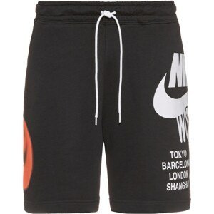 Nike Sportswear Kalhoty  černá / bílá / oranžově červená