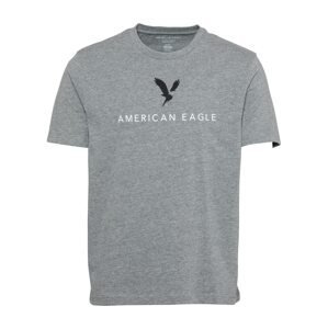 American Eagle Tričko  bílá / šedý melír / černá