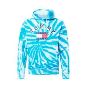 Tommy Jeans Mikina  aqua modrá / bílá / červená / námořnická modř