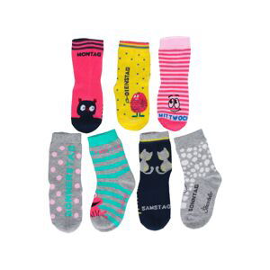 STERNTALER Ponožky  tyrkysová / tmavě modrá / šedý melír / pink