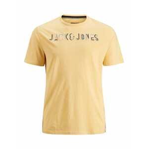 Jack & Jones Plus Tričko 'Beachs'  žlutá / béžová / tmavě šedá