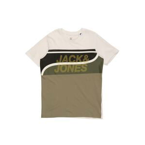 Jack & Jones Junior Tričko 'Resist'  olivová / khaki / bílá / žlutá