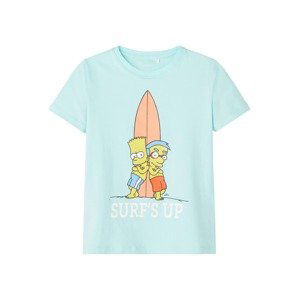 NAME IT Shirt 'Simpsons Emil'  světlemodrá / korálová / černá / bílá / citronová