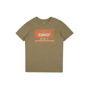 Jack & Jones Junior Tričko  khaki / bílá / oranžová