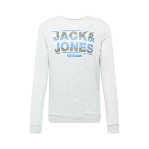 JACK & JONES Mikina 'MOUNT'  šedý melír / nebeská modř / černá