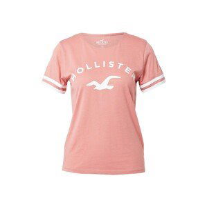 HOLLISTER Tričko  pink / bílá