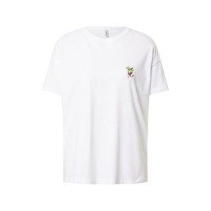 ONLY Oversized tričko 'JUNE'  bílá / tmavě hnědá / koňaková / trávově zelená / světle zelená