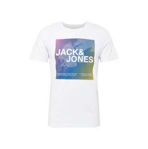 JACK & JONES Tričko 'CORAZ'  bílá / královská modrá / šeříková / citronově žlutá