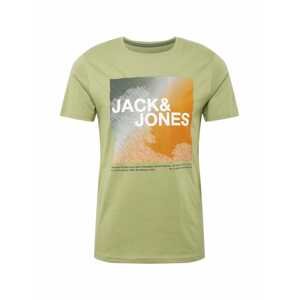 JACK & JONES Tričko 'CORAZ'  jablko / bílá / tmavě zelená / tmavě oranžová