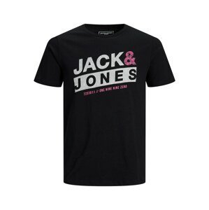 JACK & JONES Tričko 'Liquid'  černá / bílá / pink