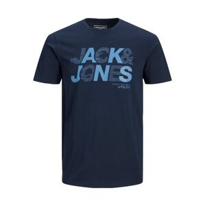 JACK & JONES Tričko 'Wire'  námořnická modř / světlemodrá