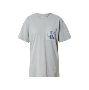 Calvin Klein Jeans Tričko '90'S MONOGRAM POCKET TEE'  kouřově šedá / bílá / modrá