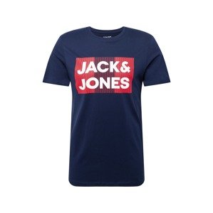 JACK & JONES Tričko  námořnická modř / bílá / merlot